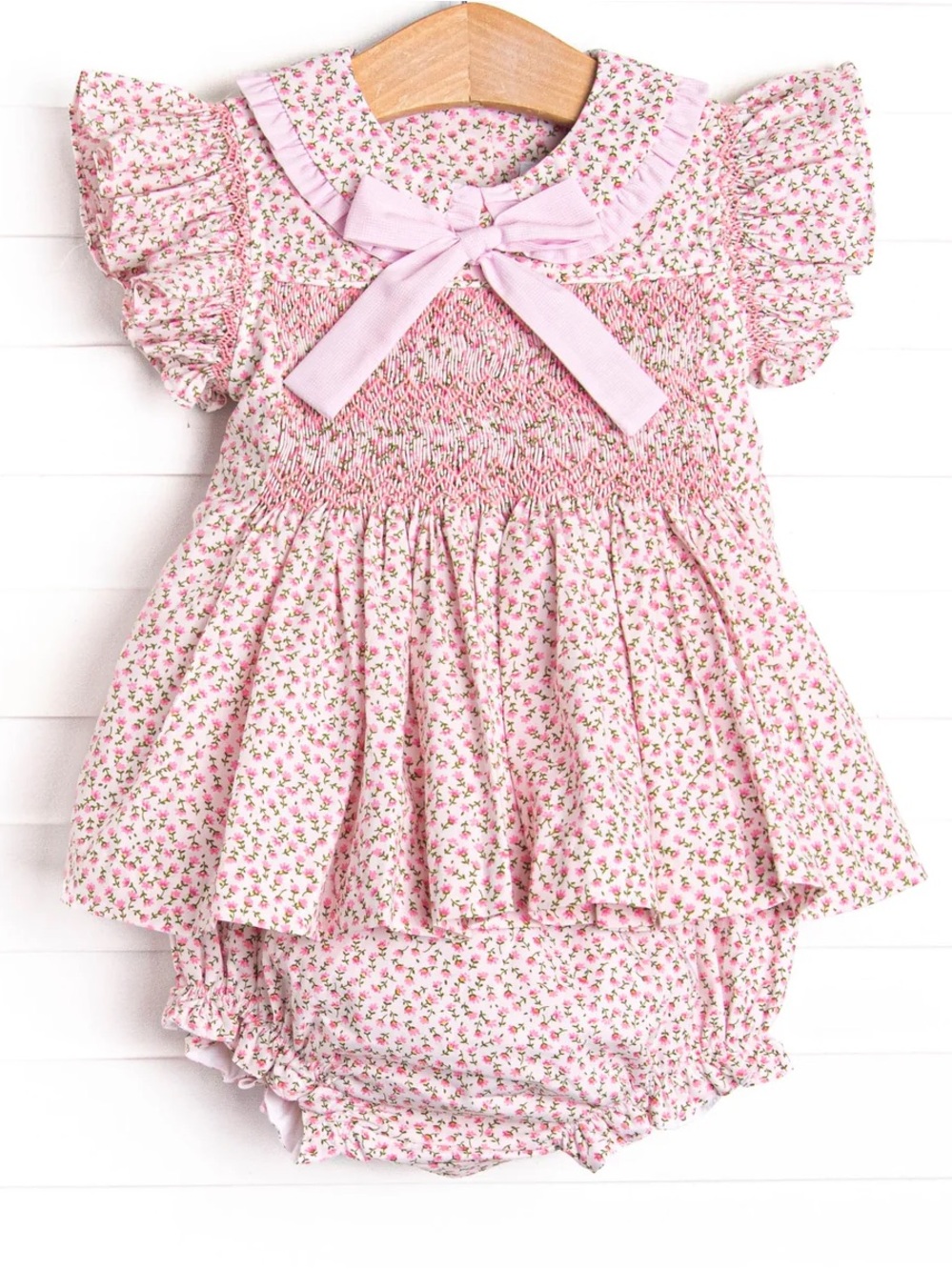 Bleu: Florence Smocked Diaper Set